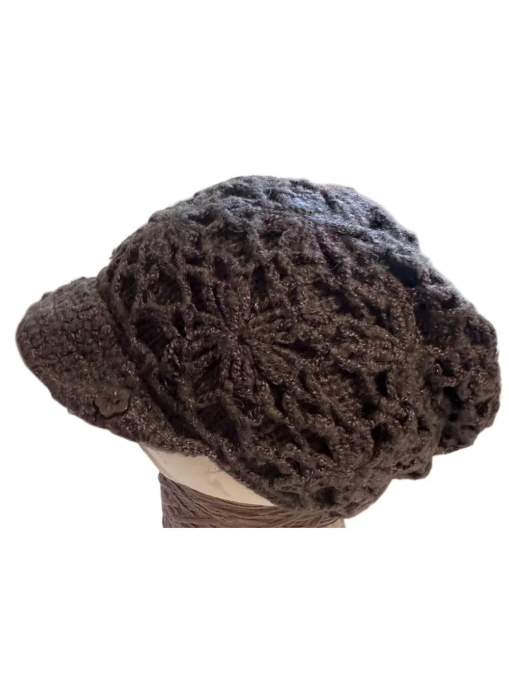 Pistil Womens Purple & Grey Cable Knit Slouch Hat With Button Detail - Picture 3 of 8